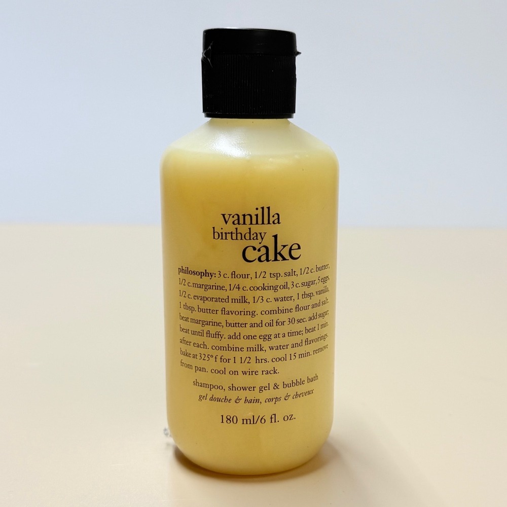 Philosophy Vanilla Birthday Cake 3-in-1 Shampoo Shower Gel Bubble Bath 6 oz New